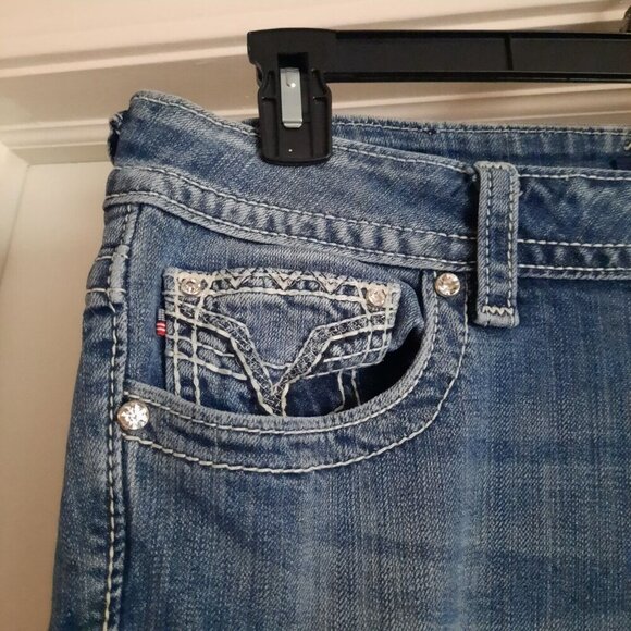 Vigoss New York Capri Jeans Womens 13/14 Thick Stitch Western Cowgirl‎ Bling - Picture 5 of 13